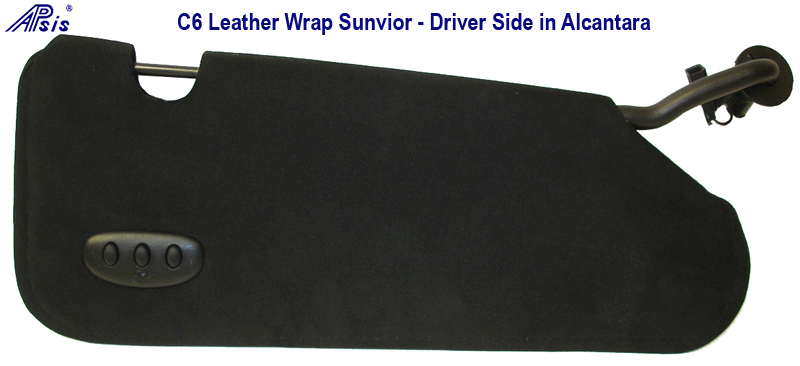 C6 Corvette Custom Leather Sunvisors, Pair Without Homelink Option